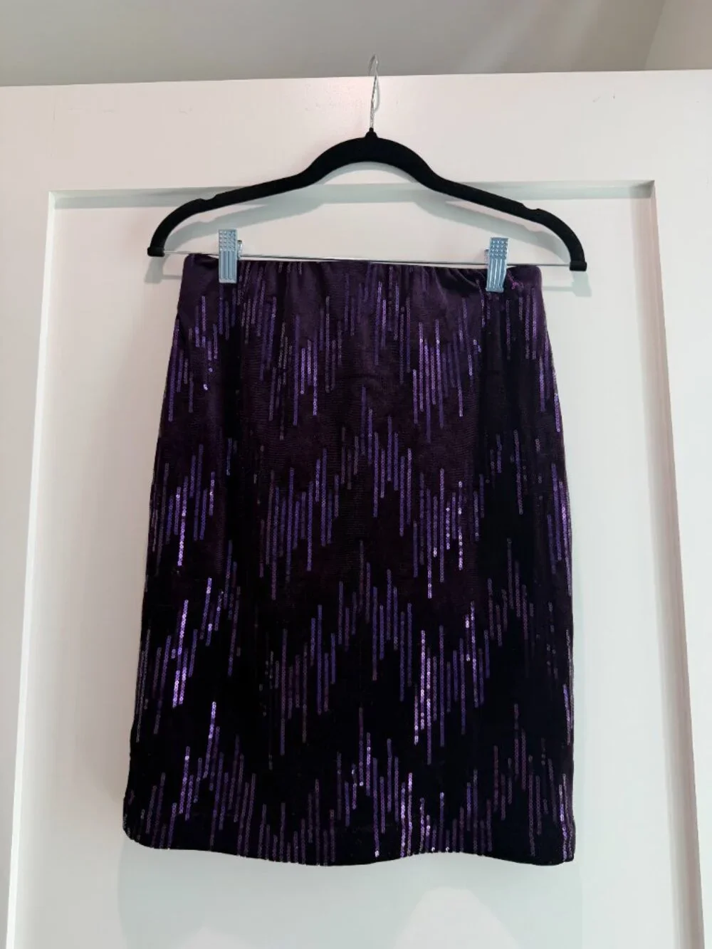 Wildfox Velvet Sequin Top & Skirt Set Dark Purple Cut Out Back NWT Sz Small